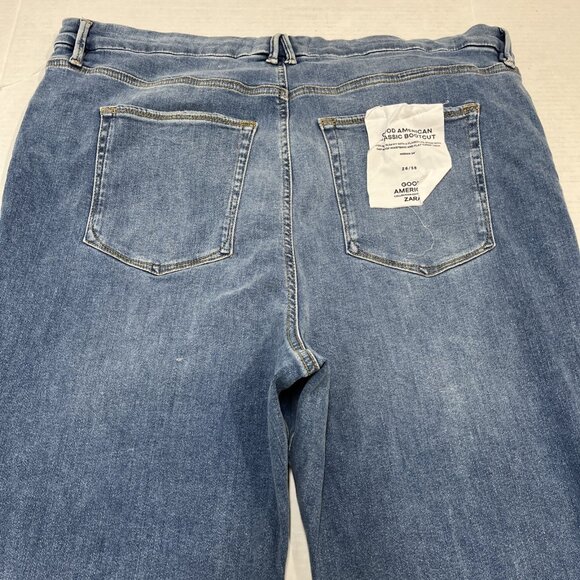 Good American x Zara Jeans Womens 26/58 Classic Bootcut Med Wash Denim Casual - Picture 4 of 11